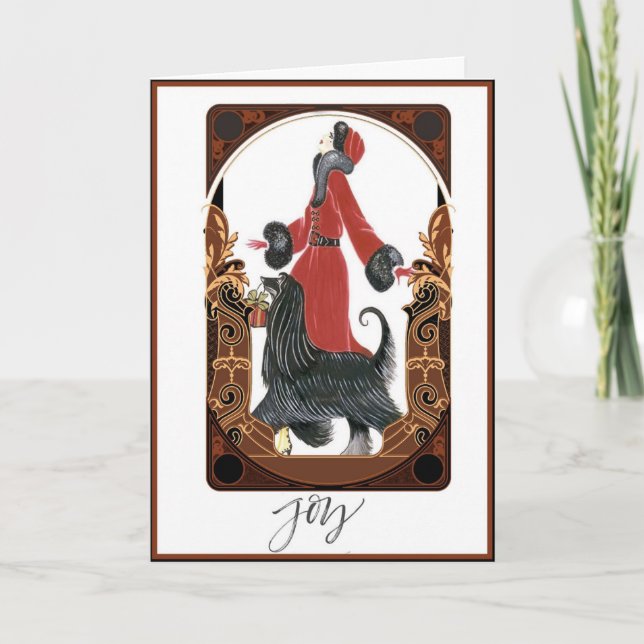 Tarjeta de Navidades de Perro de Estilo Art Deco (Anverso)