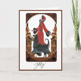 Tarjeta de Navidades de Perro de Estilo Art Deco