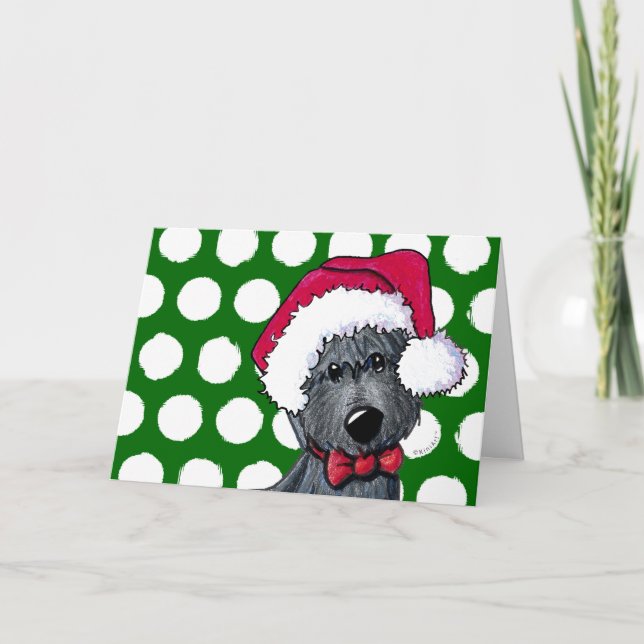 Tarjeta de Navidades de perro de Santa Escocia (Anverso)