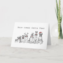 Tarjeta de Navidades de perro - en blanco dentro