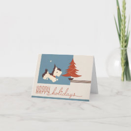 Tarjeta de Navidades de perro escocés de los años