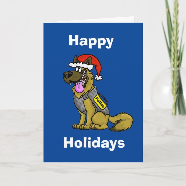 Tarjeta de Navidades de perro K-9 de la policía (Anverso)
