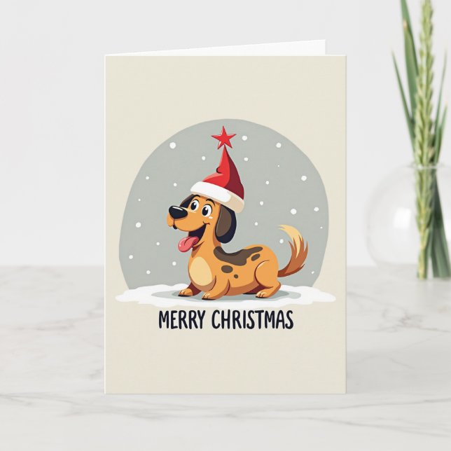Tarjeta de Navidades de perro lindo (Anverso)