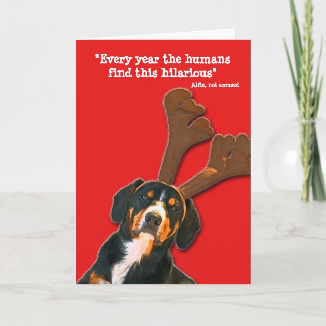 Tarjeta de Navidades de perro - Los humanos encuen (Anverso)