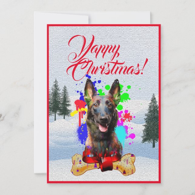 Tarjeta de Navidades de Perro Malinois Funny Perso (Anverso)
