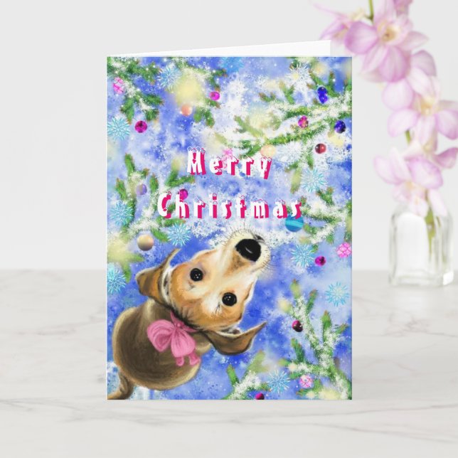 Tarjeta de Navidades de perro Mascota (Orquídea)