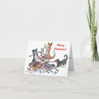 Tarjeta de Navidades de perro ovino