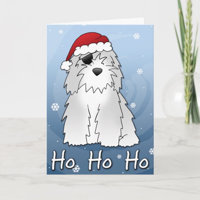 Tarjeta de Navidades de perro pastor en inglés ant (Anverso)