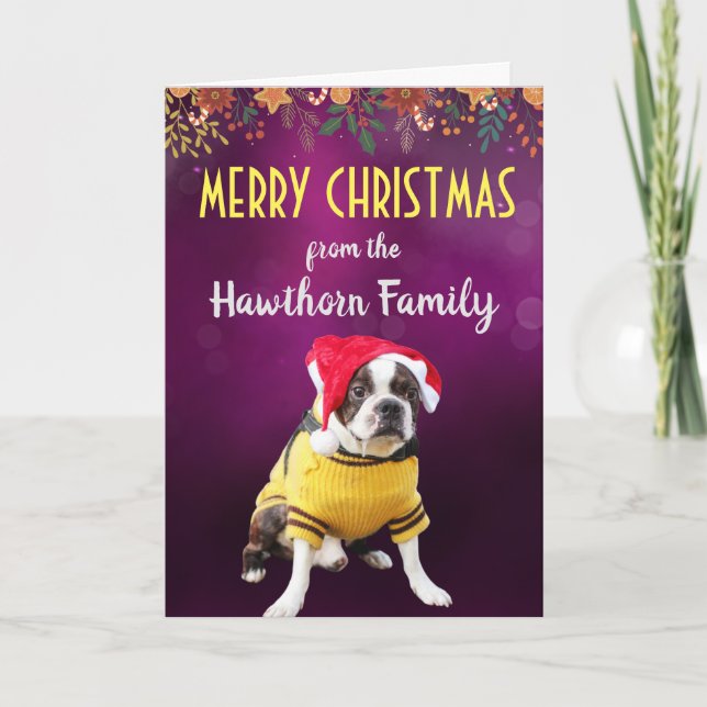 Tarjeta de Navidades de perro personalizado de su  (Anverso)