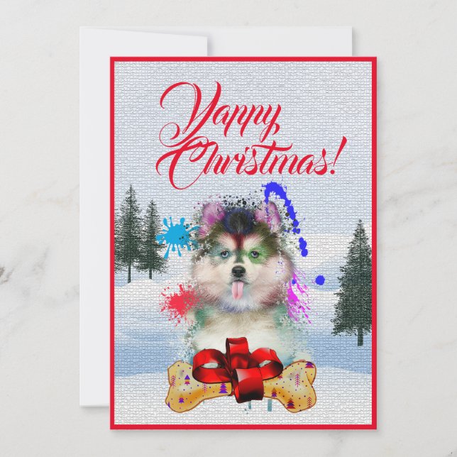 Tarjeta de Navidades de Perro Pomsky Funny Persona (Anverso)