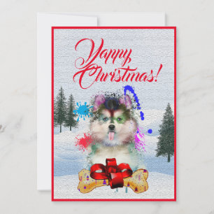 Tarjeta de Navidades de Perro Pomsky Funny Persona