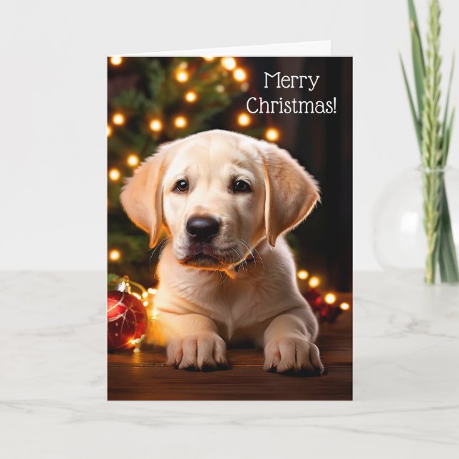 Tarjeta de Navidades de perro porcino de Labrador  (Anverso)