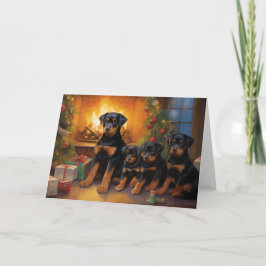 Tarjeta de Navidades de perro Rottweiler