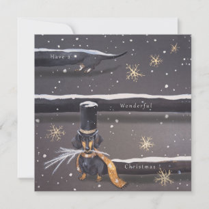 tarjeta de navidades de perro salchicha