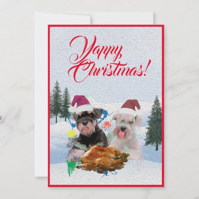 Tarjeta de Navidades de perro Schnauzer graciable  (Anverso)