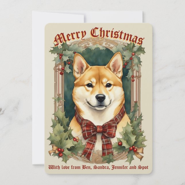 Tarjeta de Navidades de Perro Shiba Inu (Anverso)