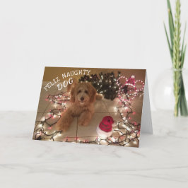 Tarjeta de Navidades de perro traviesa Feliz