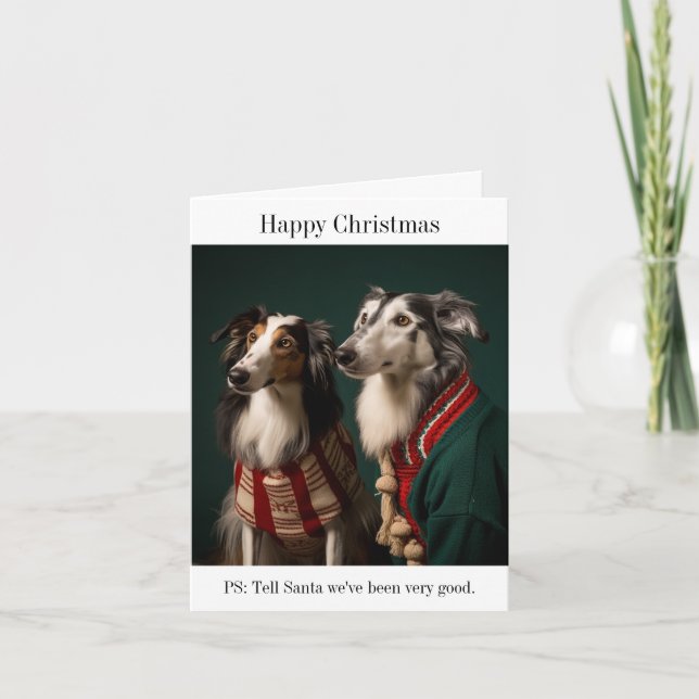 Tarjeta de Navidades de perros Borzoi (Anverso)
