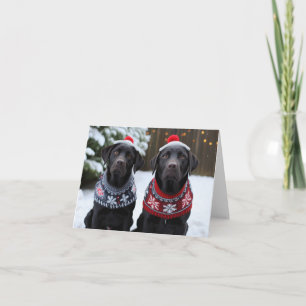 Tarjeta de Navidades de perros de Labrador Negro