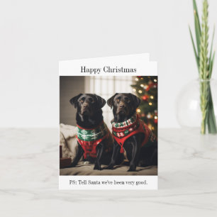 Tarjeta de Navidades de perros de Labrador Negro