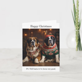 Tarjeta de Navidades de perros de St Bernard