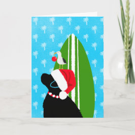 Tarjeta de Navidades de perros de Surfboard de San