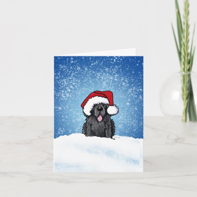 Tarjeta de Navidades de perros de Terranova (Anverso)