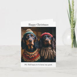 Tarjeta de Navidades de perros Gordon Setter
