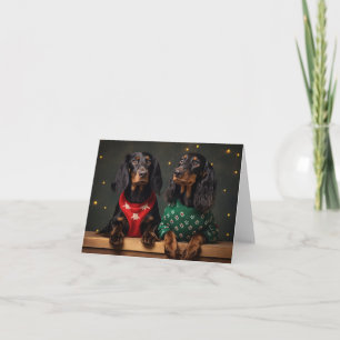 Tarjeta de Navidades de perros Gordon Setter