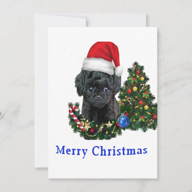 Tarjeta de Navidades de perros lindos (Anverso)