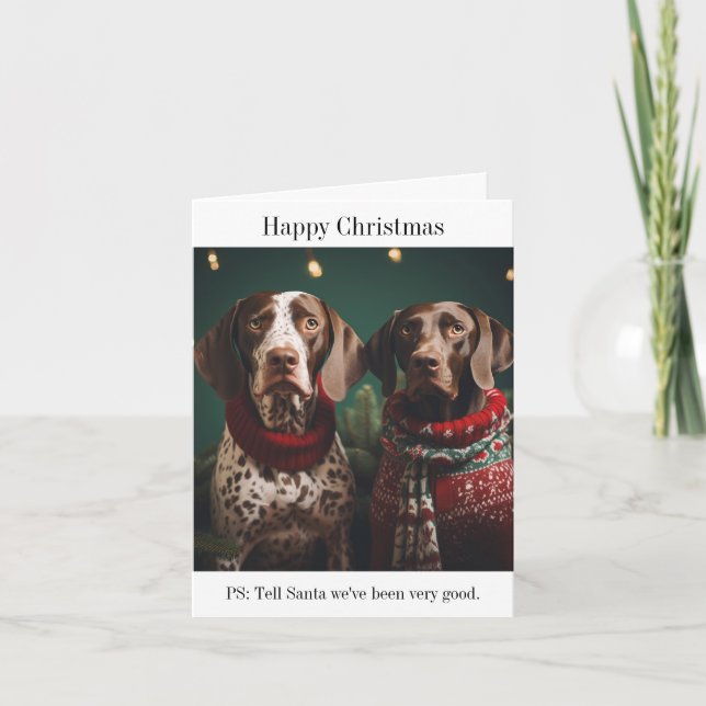 Tarjeta de Navidades de perros punteros (Anverso)