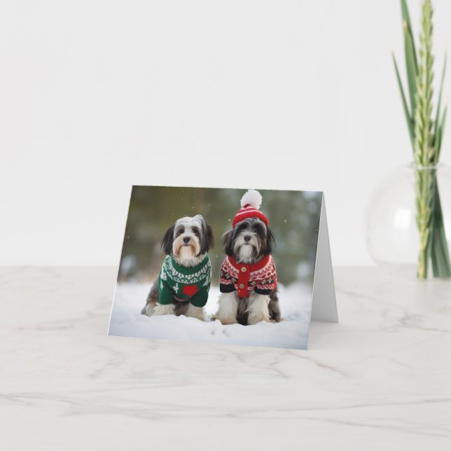 Tarjeta de Navidades de perros territorios tibetan (Anverso)