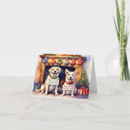Tarjeta de Navidades de perros traviesos
