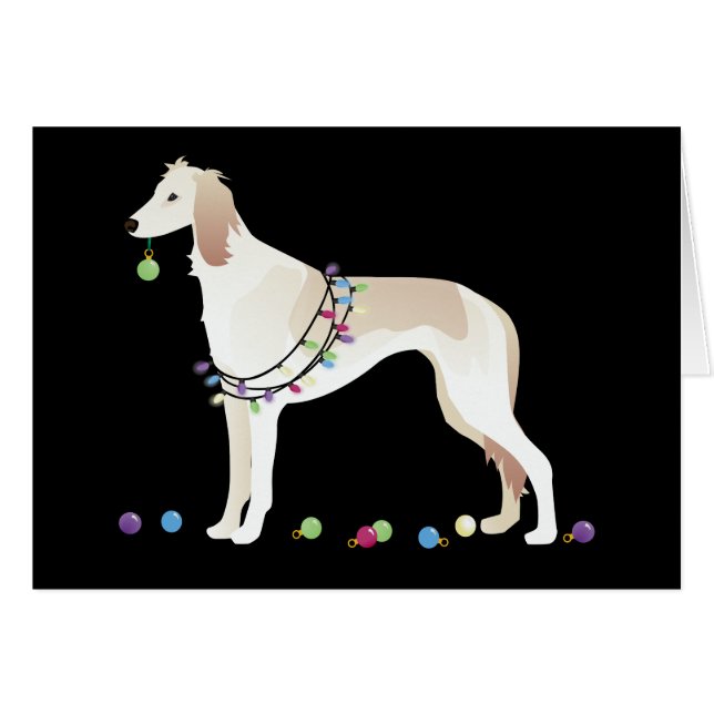 Tarjeta de Navidades de perros traviesos Saluki Ho (Anverso (Horizontal))