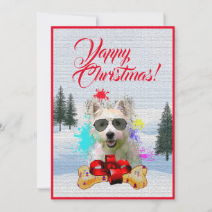 Tarjeta de Navidades de perros westie graciosos pe