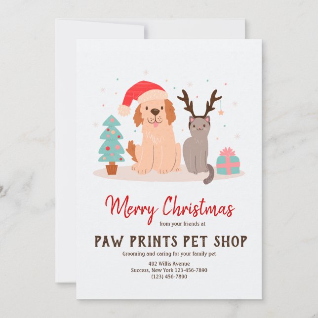 Tarjeta de Navidades de perros y gatos (Anverso)