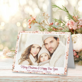 Tarjeta de Navidades de Personalizable floral rosa