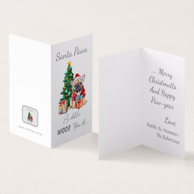 Tarjeta de Navidades de personalizable Santa Paws  (Interior y exterior)