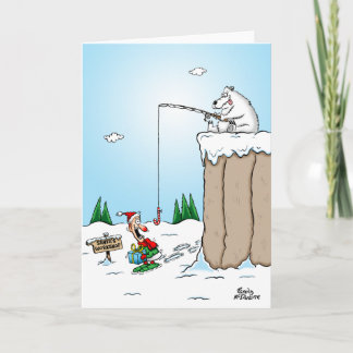 Tarjeta de Navidades de pesca elfo.