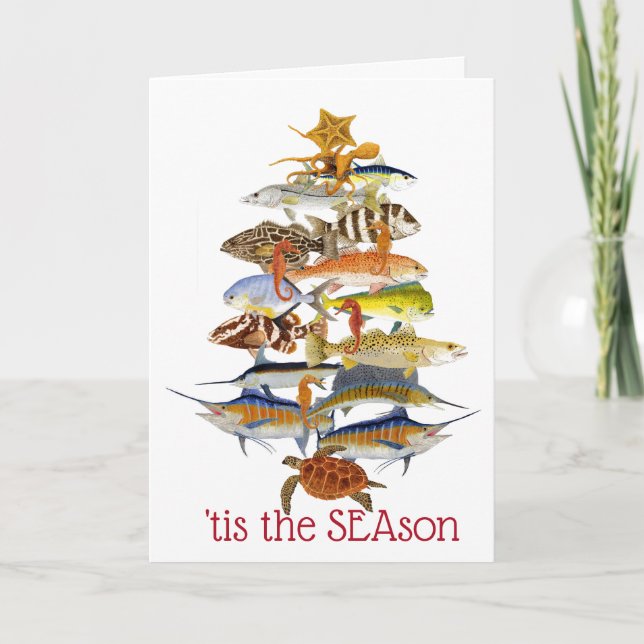 Tarjeta de Navidades de pescado de agua salada (Anverso)