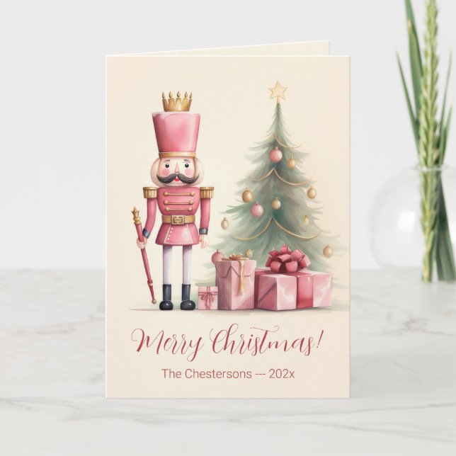Tarjeta de Navidades de petaca rosa (Anverso)