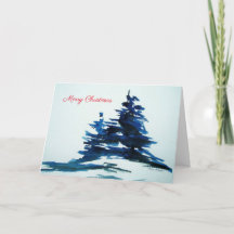 Tarjeta de Navidades de pinos azules