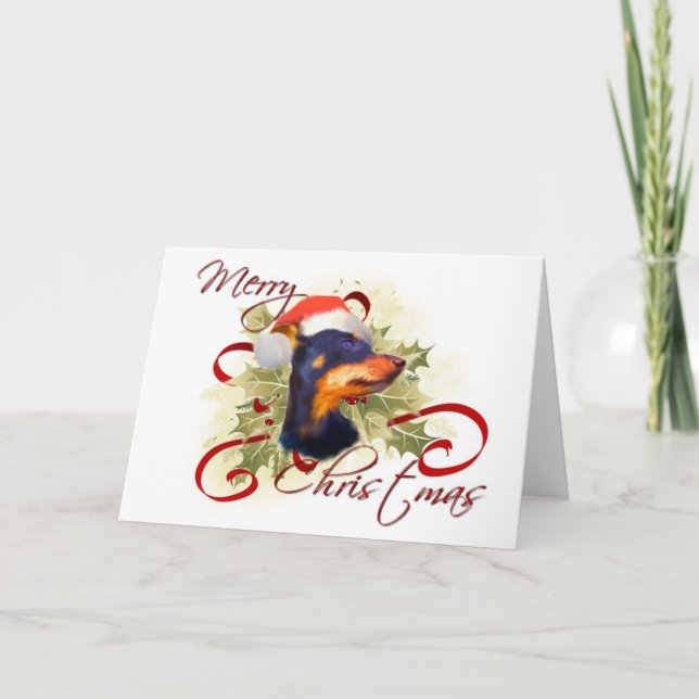 Tarjeta de Navidades de Pinscher en miniatura (Anverso)