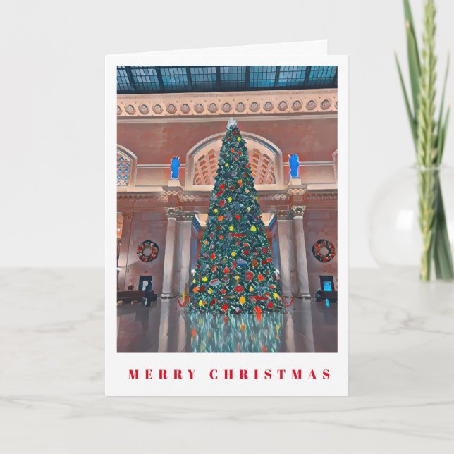 Tarjeta de Navidades de pintura navideña de Chicag (Anverso)
