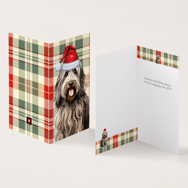 Tarjeta de Navidades de Plaid de Bergamasco Dog Ho (Interior y exterior)