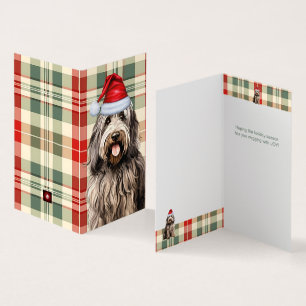 Tarjeta de Navidades de Plaid de Bergamasco Dog Ho