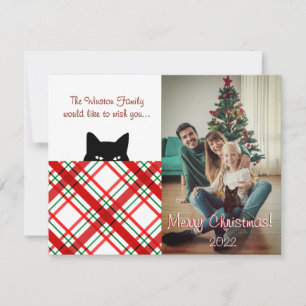 Tarjeta de Navidades de Plaid para Gato Sneaky Mad