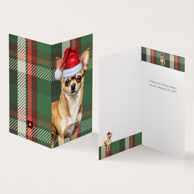 Tarjeta de Navidades de Plaid verde de la festivid (Interior y exterior)