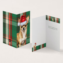 Tarjeta de Navidades de Plaid verde de la festivid