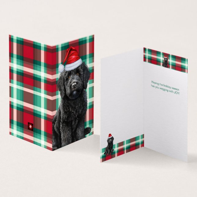 Tarjeta de Navidades de plástico liso Labradoodle  (Interior y exterior)